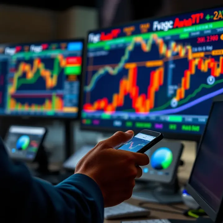 Analyzing Forex Signals for Strategic Trading Decisions Illustration of a trader analyzing forex charts and signals on a mobile device, highlighting decision-making in trading