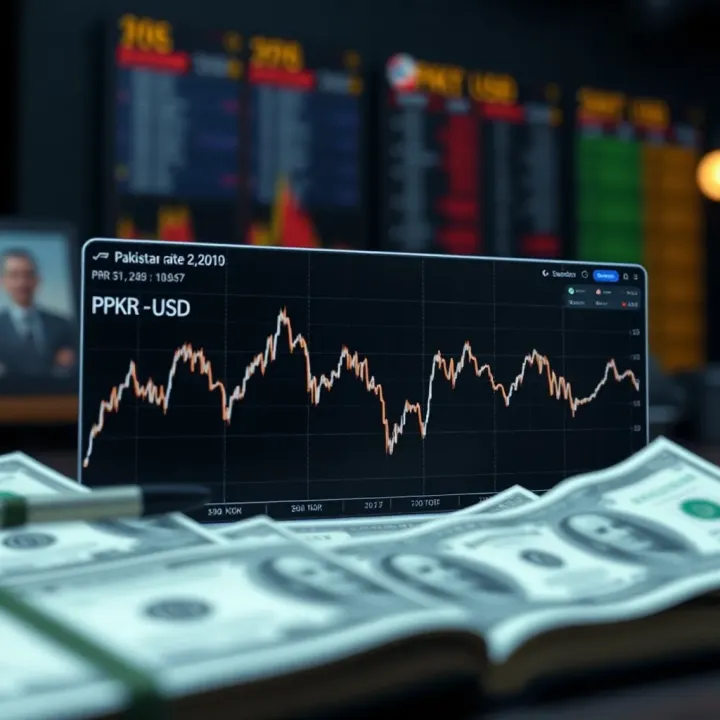 PKR to USD Exchange Rate Trends and Forecast Graph showing the fluctuating exchange rate between Pakistani Rupee and United States Dollar over time