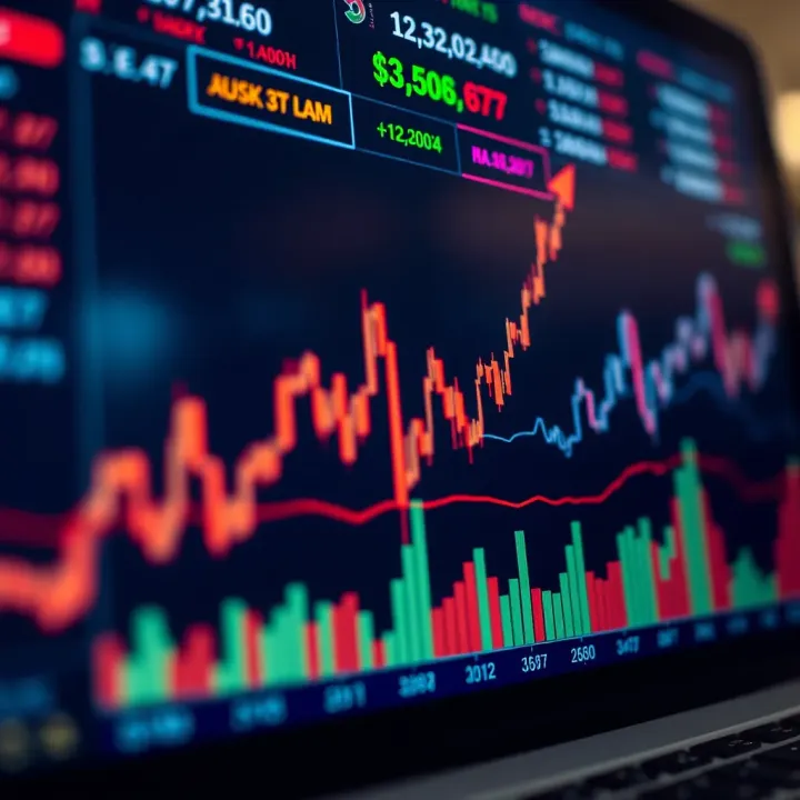 Market Trends on Digital Trading Platforms in Pakistan Graph displaying upward market trends on a digital trading platform interface