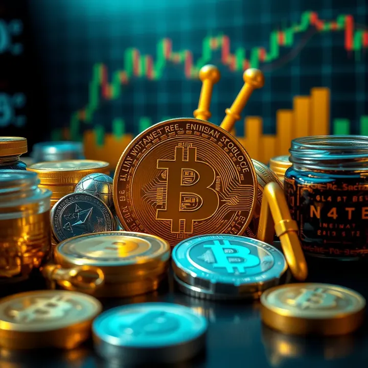 Illustration of various financial instruments available on Qotex including cryptocurrencies and forex