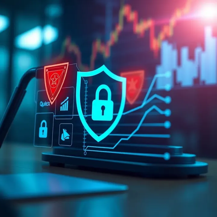 Account Protection Elements for QuoteX Users Visual representation of account security features including shield and lock symbols to protect QuoteX user accounts