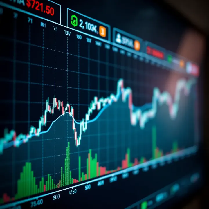 Graph displaying binary options trading signals with upward trend indicators