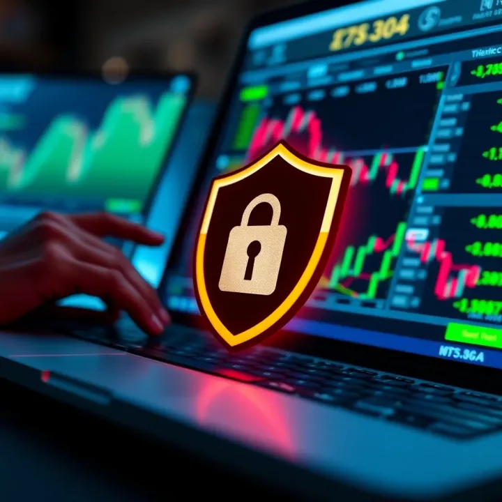 Illustration of secure online transaction with shield symbol representing protection and trust
