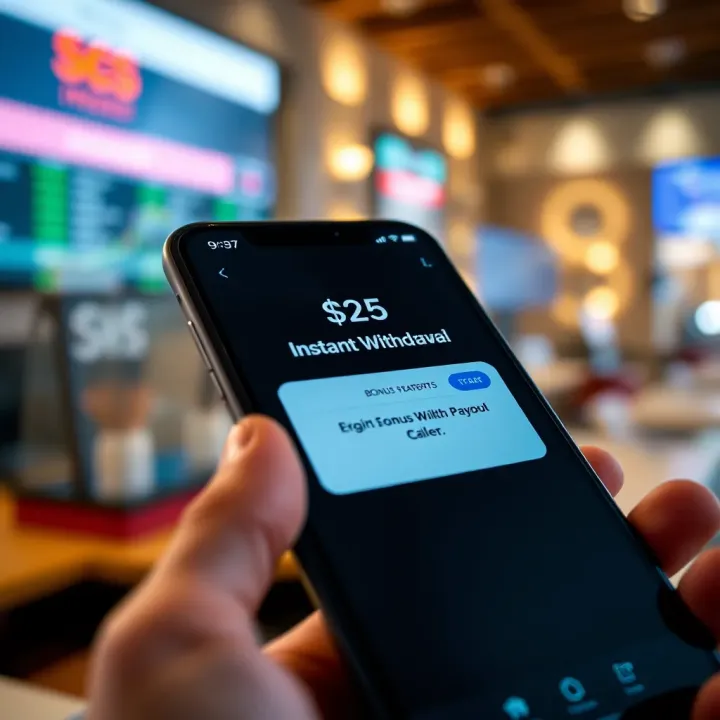 Digital wallet with instant withdrawal notification on mobile screen