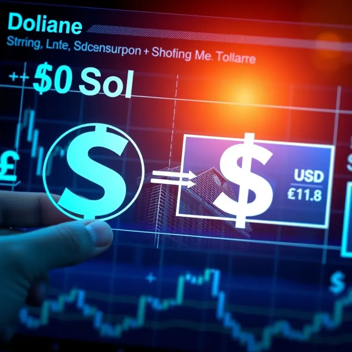 Converting Sol Cryptocurrency to US Dollars Digital interface displaying conversion from Sol cryptocurrency to US dollar with currency symbols