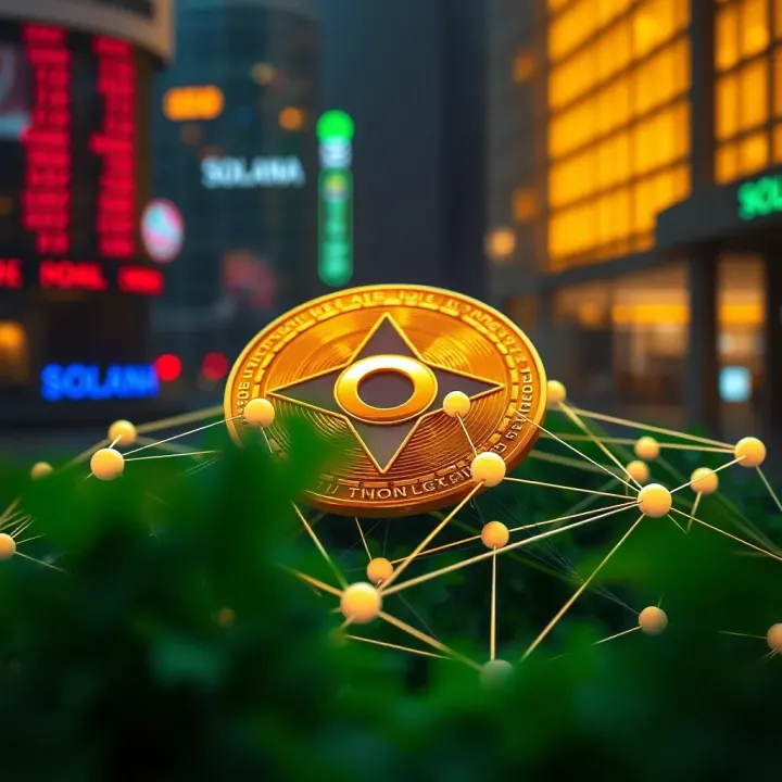 Illustration of Solana blockchain network emphasizing its technology and market position
