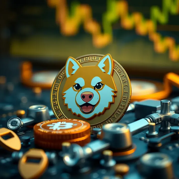 Technological Foundation and Market Position of Baby Doge Coin Digital representation of blockchain technology and cryptocurrency market elements symbolizing technological support
