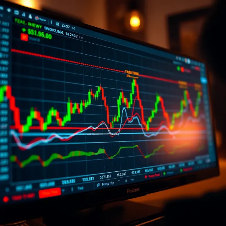 Technical Analysis on TradingView Chart TradingView chart displaying various technical indicators and candlestick patterns