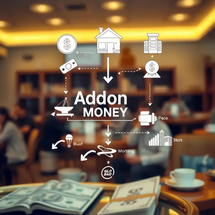Illustration showing the flow of addon money from different sources into personal finances