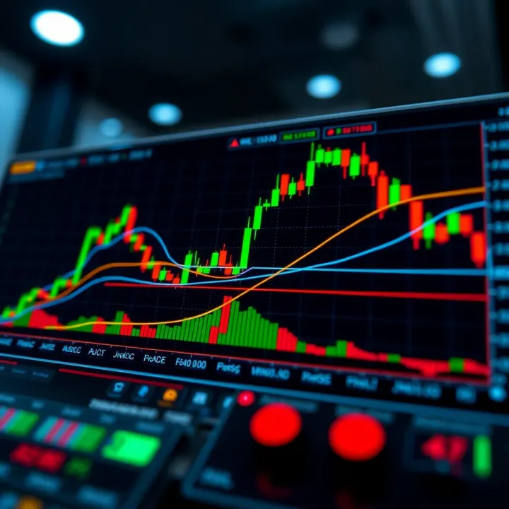Technical analysis charts showcasing advanced formations with trend lines and indicators