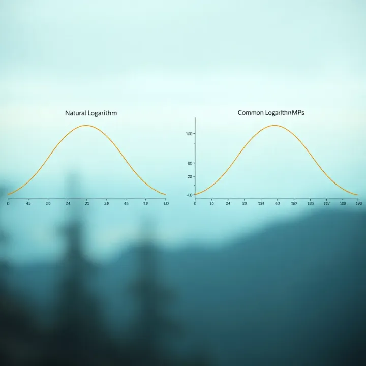 Illustration of logarithmic function curves showcasing natural logarithm and common logarithm graphs