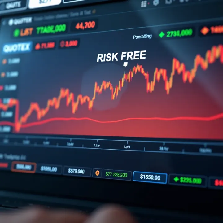 Visual Representation of Risk-Free Trading Benefits on Quotex Graph showing a safe trading environment with clear profit and loss indicators
