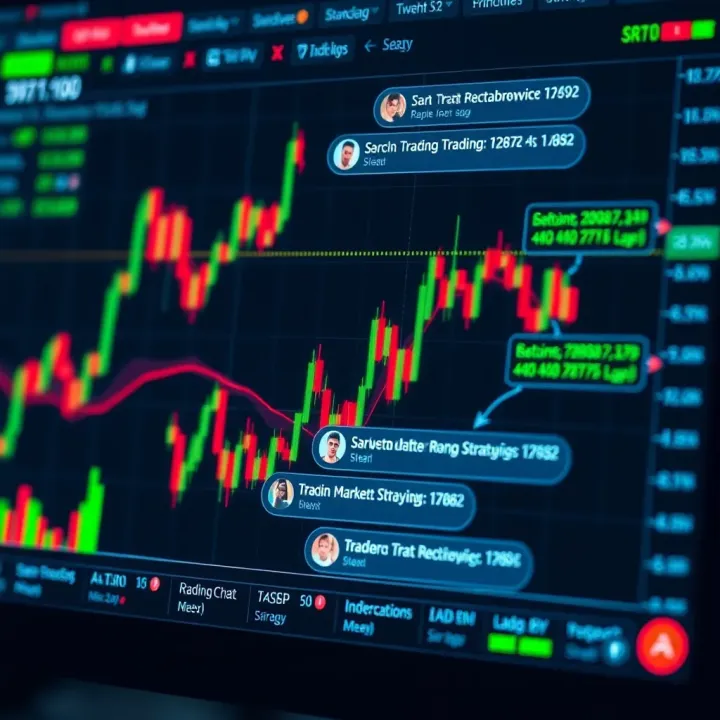 Trading Chats Enhancing Market Strategy Insights Graph showing market trends alongside chat messages highlighting trading strategies