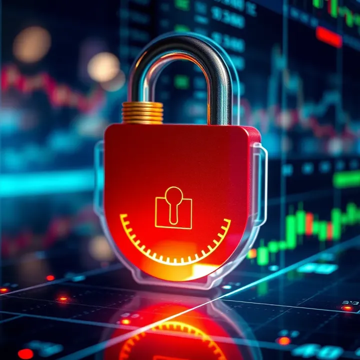 Security and Safety Features in Online Trading Platforms Secure digital padlock symbolizing protection of online trading accounts