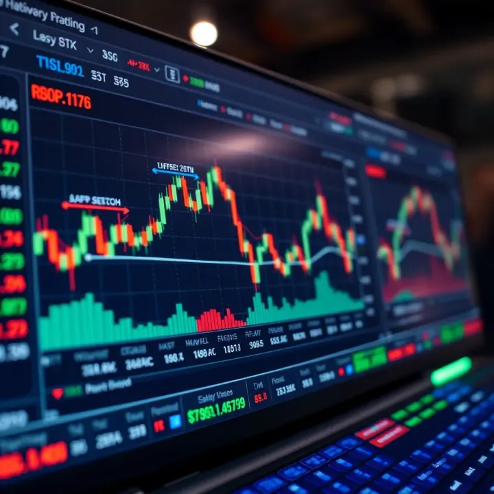 Interactive Web Trading Platform Interface Displaying Market Data User interface showing financial charts and trading options on a web platform