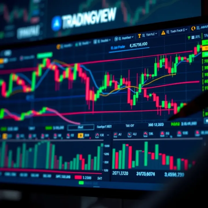 Comprehensive Financial Charting on TradingView TradingView interface displaying multiple financial charts with various indicators active